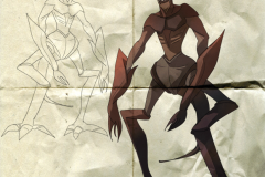 Sketches and art elements by Miyukiko of a character from our Host Your Own Old Time Radio Drama script "Planet Death".