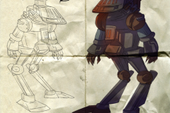 Sketches and art elements by Miyukiko of the evil mayor's armament for our Host Your Own Old Time Radio Drama.